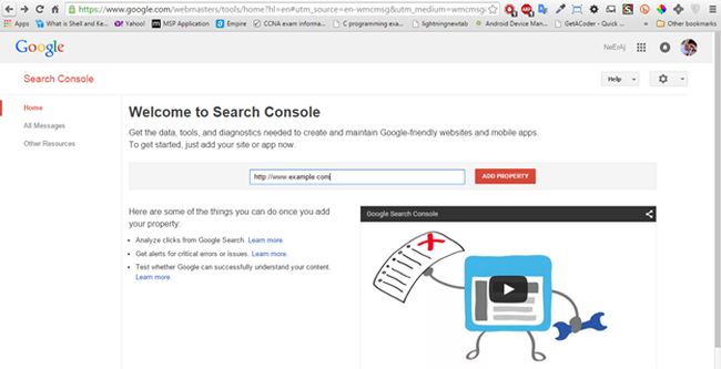 Gmail Account then write your website url